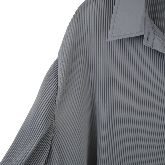 NWOT‎ PrettyLittleThing Grey Pleated Blouse Size 12 - Picture 6 of 9